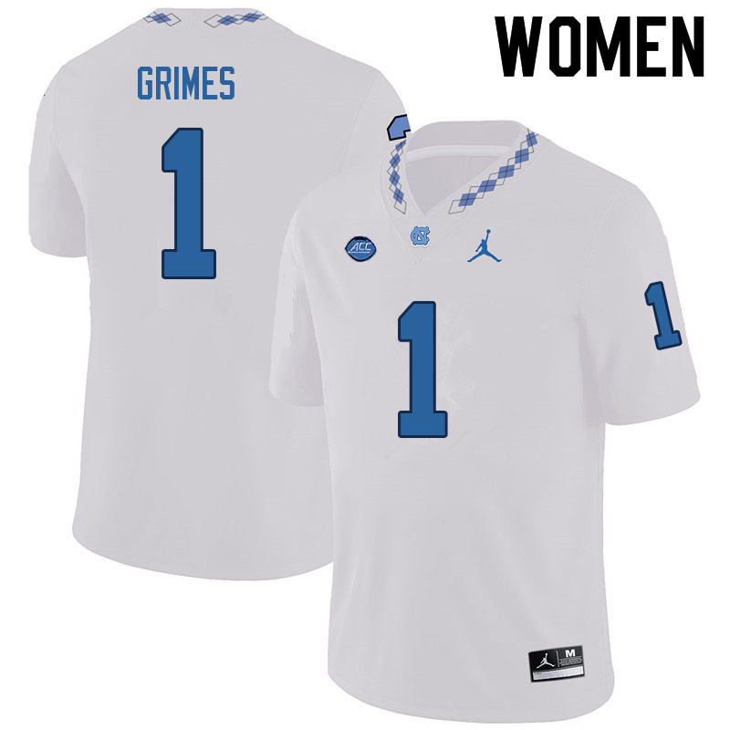 Women #1 Tony Grimes North Carolina Tar Heels College Football Jerseys Sale-White